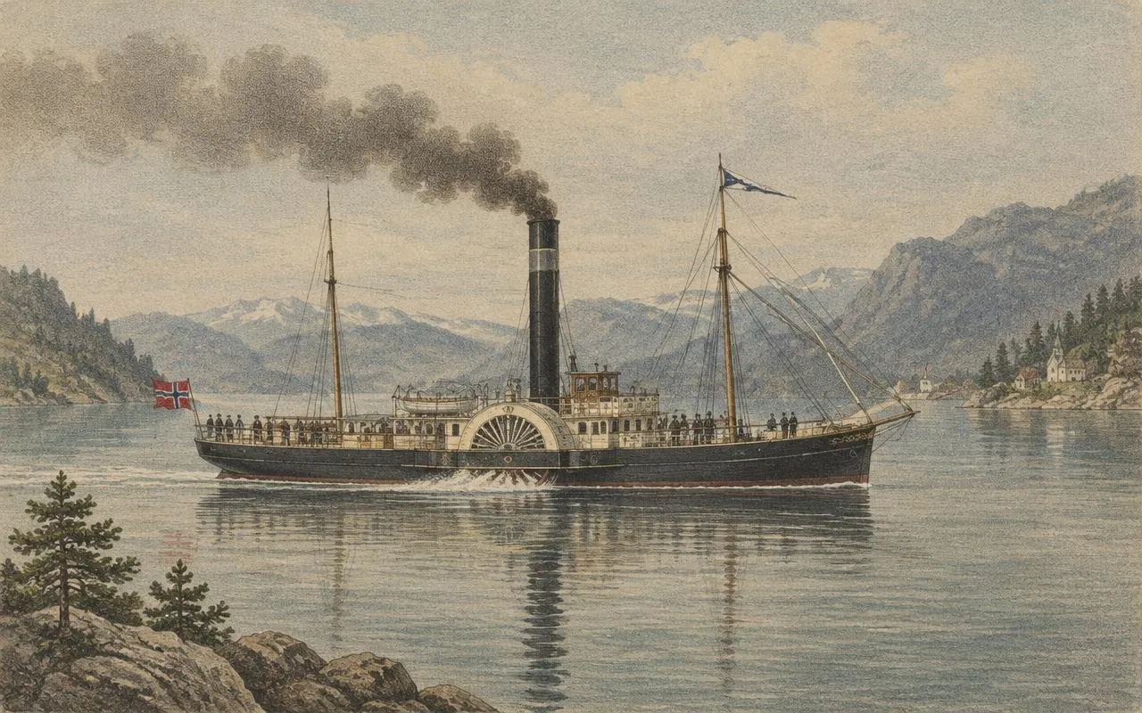 Illustration of a nineteenth-century paddle steamer